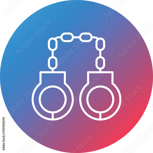 Handcuffs Line Gradient Circle Background Icon