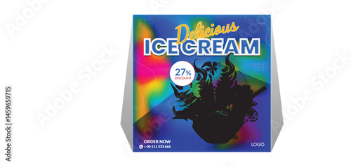 Delicious ice cream social media banner for advertising poster colorful vector file 