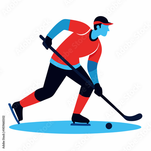 A man ice hockey vector silhouette