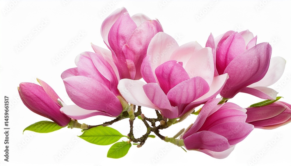 Obraz premium pink magnolia flowers and buds bouquet cut out