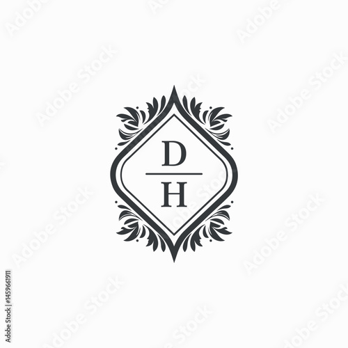 DH Initials Wedding Logo Vector Art  Icons  and Graphics