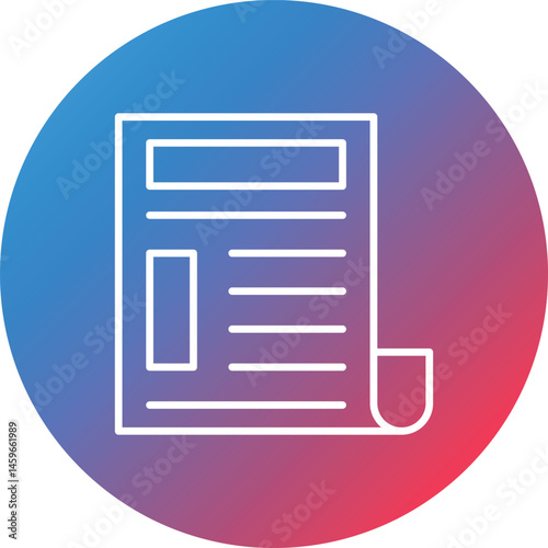 Newspaper Line Gradient Circle Background Icon