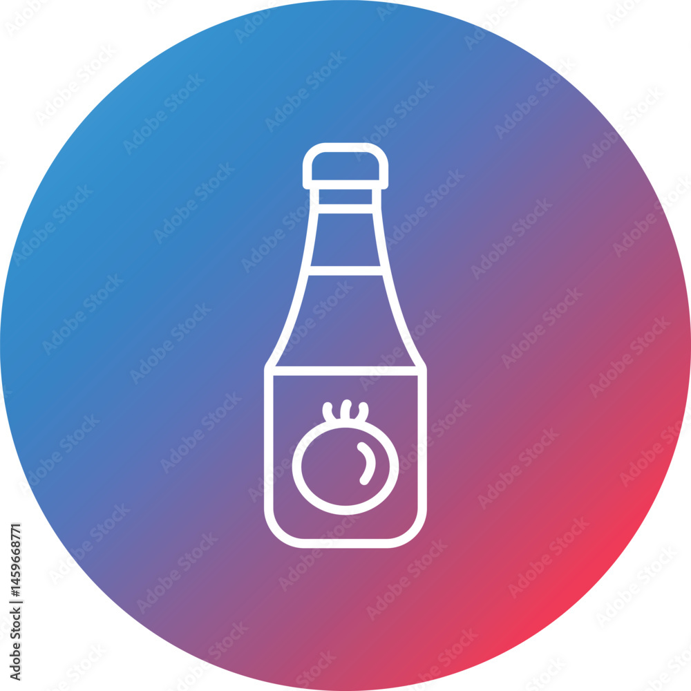 Tomato Sauce Line Gradient Circle Background Icon