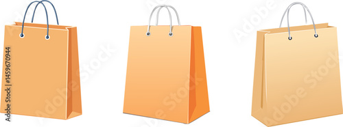 Illustration of 3 shopping bags, each with a handle, simple design, shopping concept.