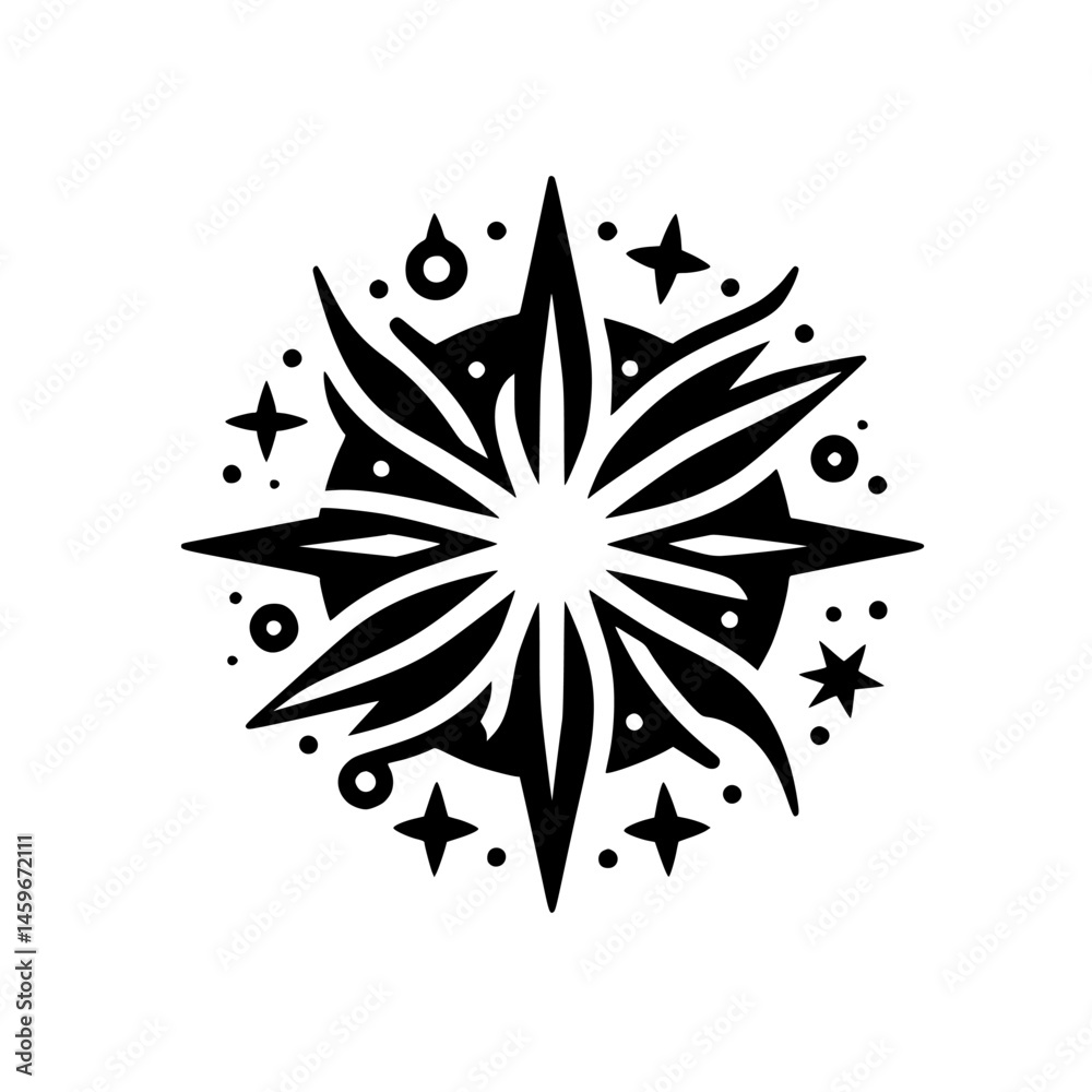 Fototapeta premium Abstract Starburst Mandala in Black & White