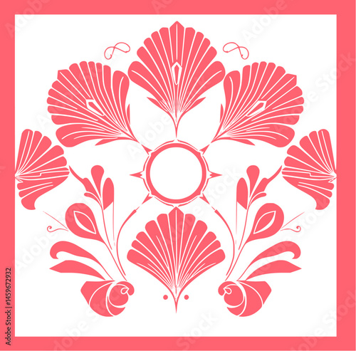 Art Deco Vector Elements – light red Linework on Black Background, 1920s Luxury Designs

