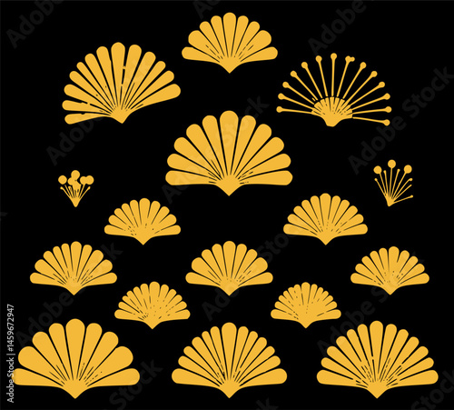 Art Deco Vector Elements – Gold Linework on Black Background, 1920s Luxury Designs


