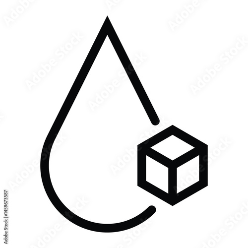 Blood sugar vector icon. Glucose level symbol with blood drop and sugar cube. Medical or diabetes-related sign. Black outline isolated on white background.