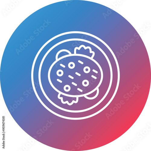 Omelette Line Gradient Circle Background Icon