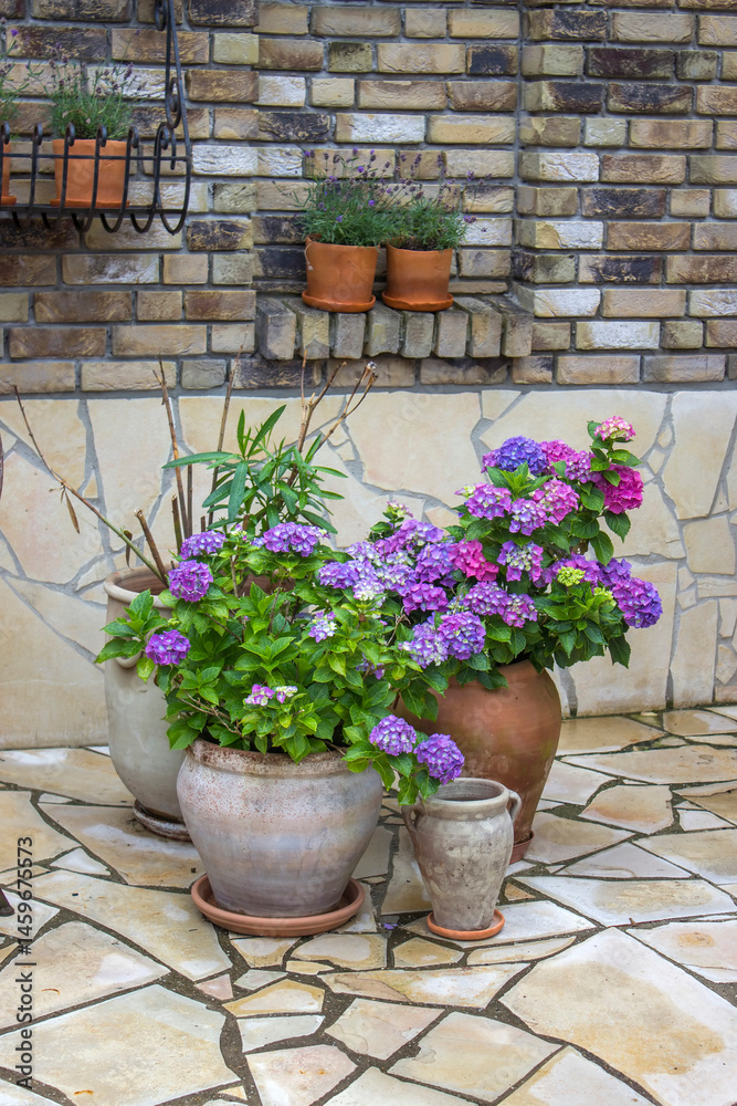beautiful place in the garden in the mediterranean style