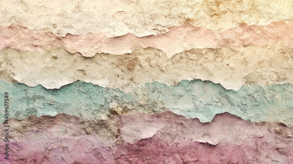 Fototapeta premium Colorful weathered wall texture with cracked paint.