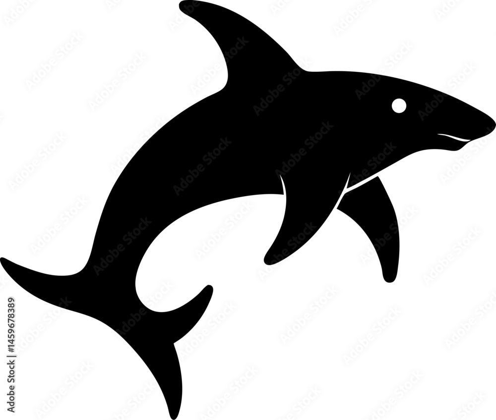 Fototapeta premium Hammerhead Shark icon Silhouette vector on transparent background