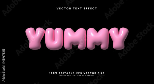 Yummy Pink Rounded Glossy 3D editable Text Effect Template