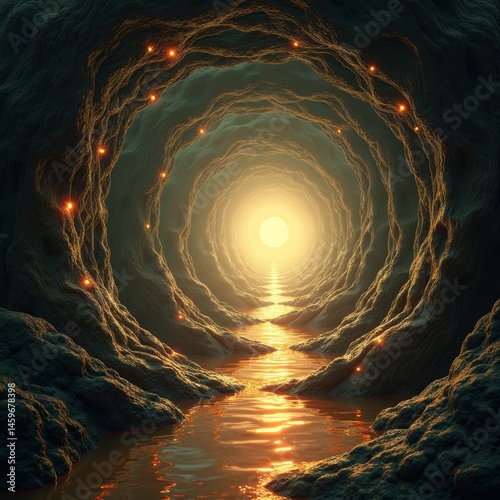 Image of entrance to luminous tunnel photo