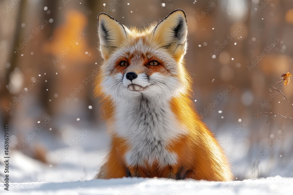 Obraz premium Fox Tracks in Fresh Snow in Winter Forest