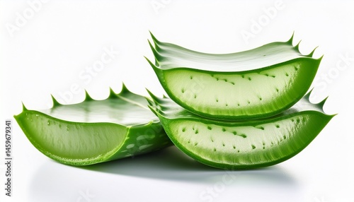 Wallpaper Mural isolated photo of fresh aloe vera slices on white background Torontodigital.ca