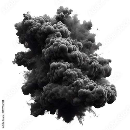 Black smoke isolated on white background