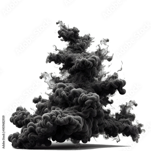 Black smoke isolated on white background