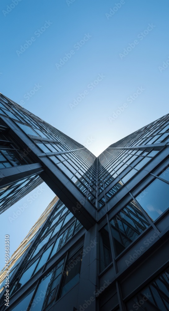Obraz premium Modern Architecture: A Skyscraper's Ascent Towards the Sky
