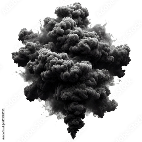 Black smoke isolated on white background