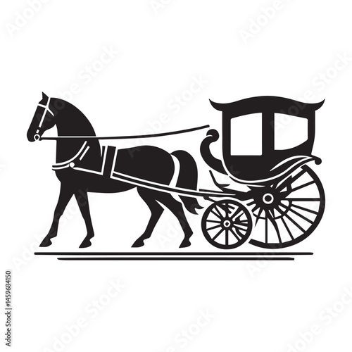 Silhouette of  horse carriage vector on a white background. Horse carriage logo