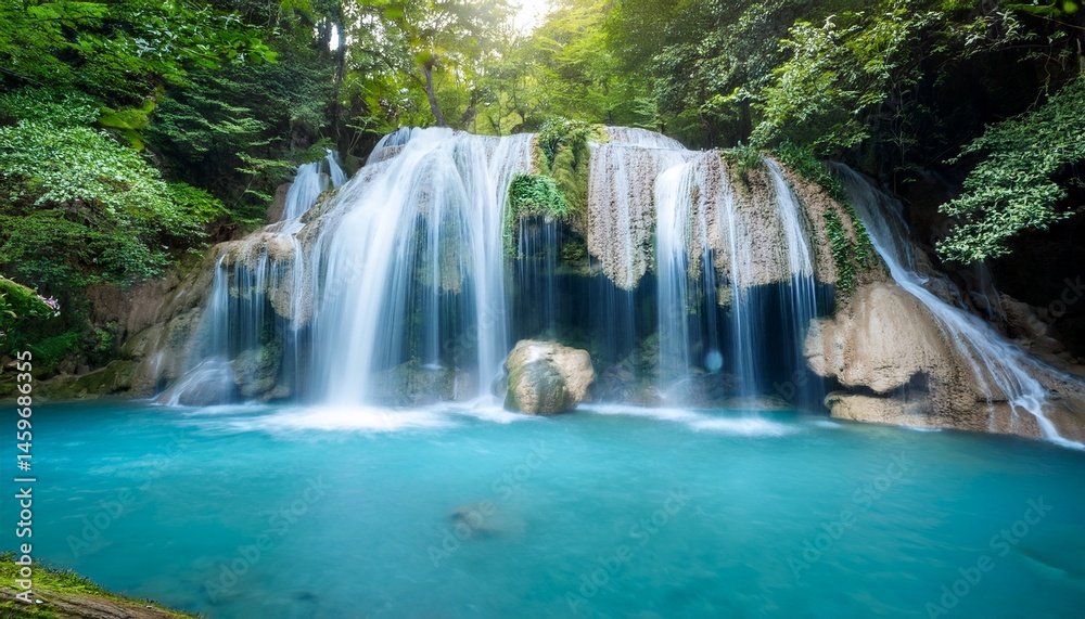 Fototapeta premium waterfall in the forest blue natural water source