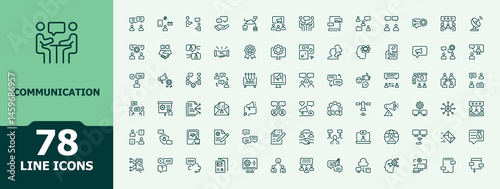Communication icon set. Conversation icon. Minimalist editable vector stroke. Includes symbols for info, mail, chat, message, website and more. Pictogram and infographic.