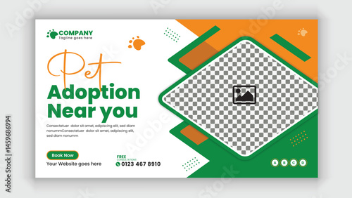Pet Care Service Center horizontal Social media post banner design template or pet business marketing  web banner design