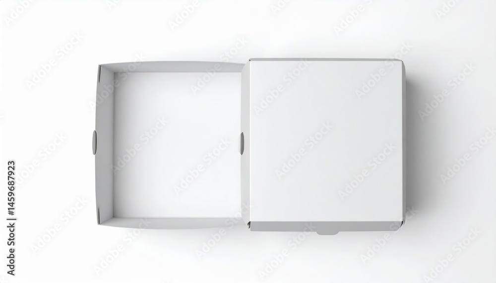 A pristine white box with a slightly ajar lid, revealing its empty interior, sits on a smooth surface, casting soft shadows around it. A pristine white box with a slightly ajar lid, revealing its empty interior, sits on a smooth surface, casting soft shadows around it.