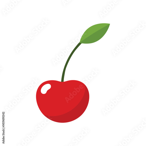 single cherry with leaf vector
