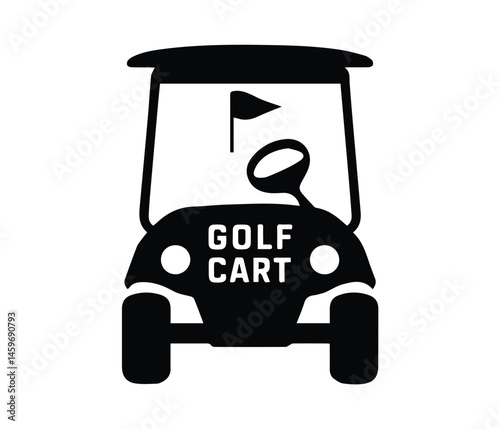 Silhouette of a golf cart, perfect for logo design. black golf car icon vector , Golf element vector, Silhouette of a golf cart in Front profile view.