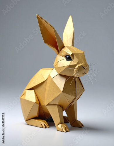 Obraz na płótnie origami brown rabbit made from paper w salonie