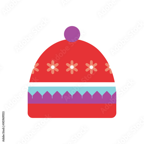 a beanie with nordic winter patterns vector