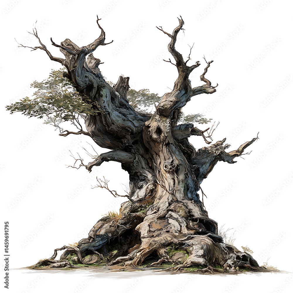 an old, dead tree, rendered in high resolution on a white background an old, dead tree, rendered in high resolution on a white background
