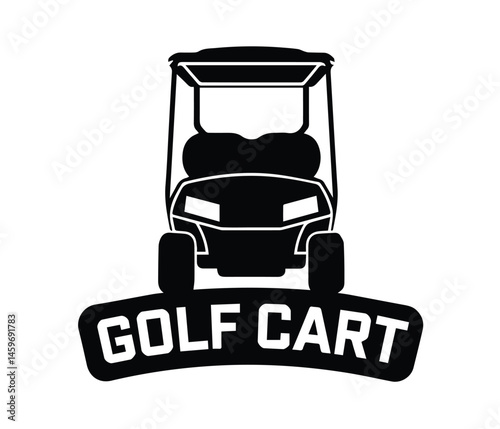 Silhouette of a golf cart, perfect for logo design. black golf car icon vector , Golf element vector, Silhouette of a golf cart in Front profile view.