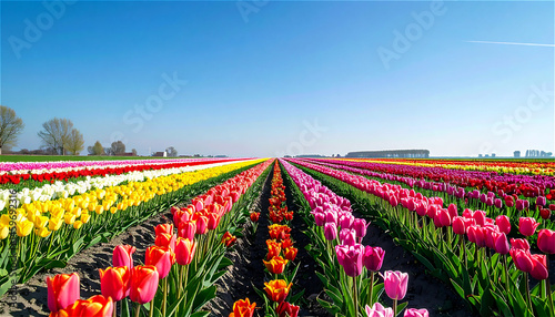 Wallpaper Mural 色とりどりのチューリップが咲き誇る広大な畑 generative ai Torontodigital.ca