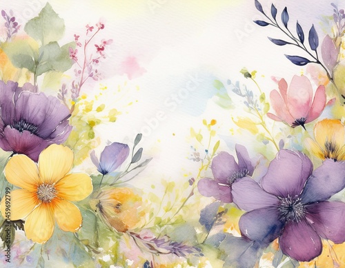 watercolor floral background hand drawn illustration