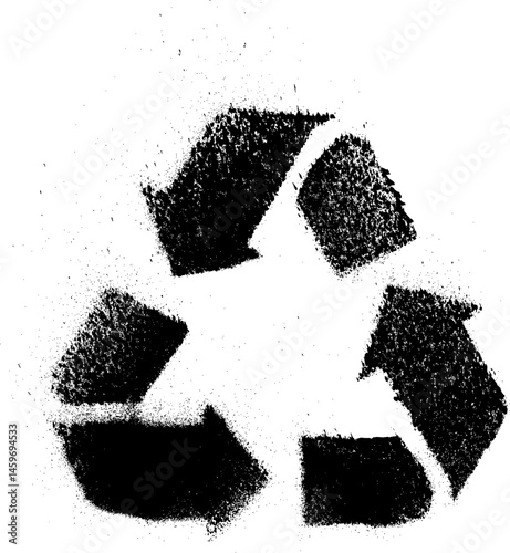 Recycle Icon Grunge Spray Paint Stroke Vector