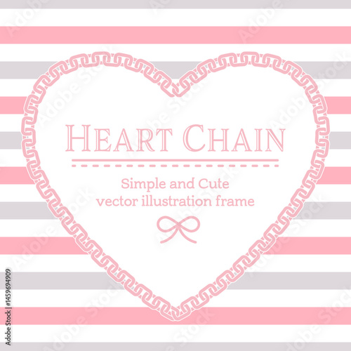 Pink heart-shaped chain frame - simple and cute vector illustration with text space.