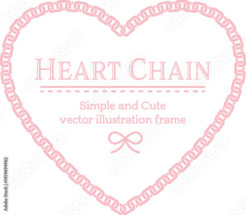 Pink heart-shaped chain frame - simple and cute vector illustration with text space.