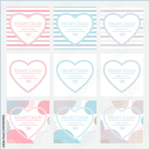 Heart-shaped chain frame set - simple and cute vector illustration with text space.