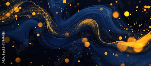 Obraz na płótnie Abstract swirling navy blue and gold textures w salonie