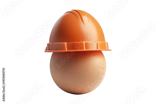 Egg with construction hardhat isolated on transparent background
