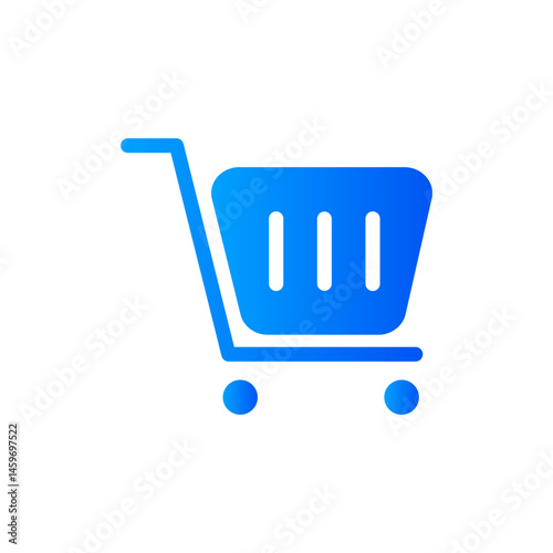 Flat blue shopping cart icon, gradient color shop goods trolley product element, elegant digital e-commerce sell item, online business e store monochrome illustration for website buy page logo design