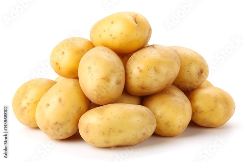 A pile of potatoes isolated on a white background
