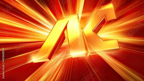 Obraz na płótnie Gold letters AK in a burst of radiant light w salonie