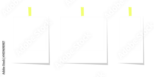 Yellow Taped Polaroid Frame Set, Modern Polaroid Templates with Top Tape