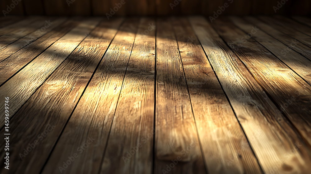 A wooden floor with a sunbeam shining on it A wooden floor with a sunbeam shining on it