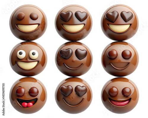 3d chocolate emoji icon set