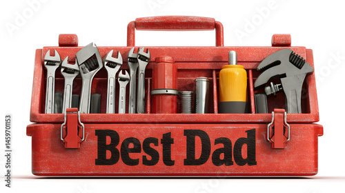 Red Toolbox Filled with Wrenches and Tools